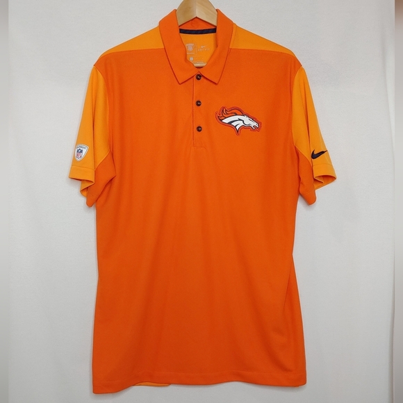 Nike Dri Fit NFL Denver Broncos Golf Polo Orange Large L 836669-827 - Picture 10 of 10